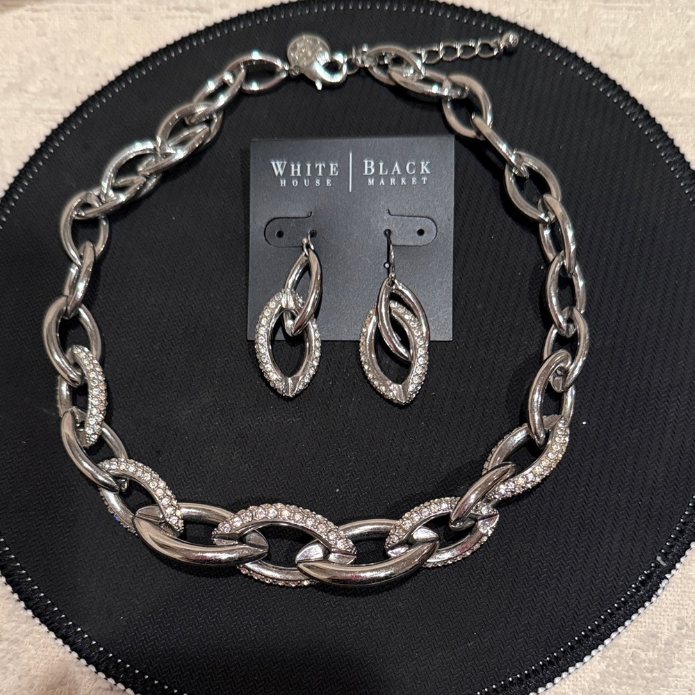 White House Black Market Silver Chain Necklace Set